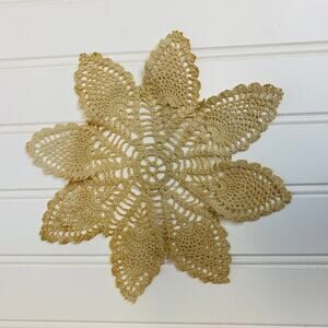 Tea Stained Tan Doily Hand Crocheted 8" diameter